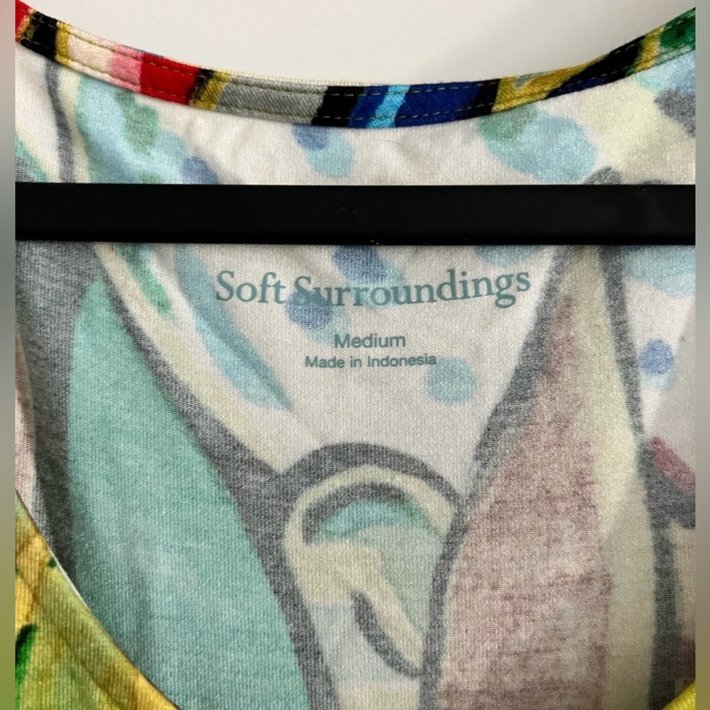 Soft Surroundings Magnolia Dress Golden Green Floral Midi Women’s Size Medium - Picture 3 of 10